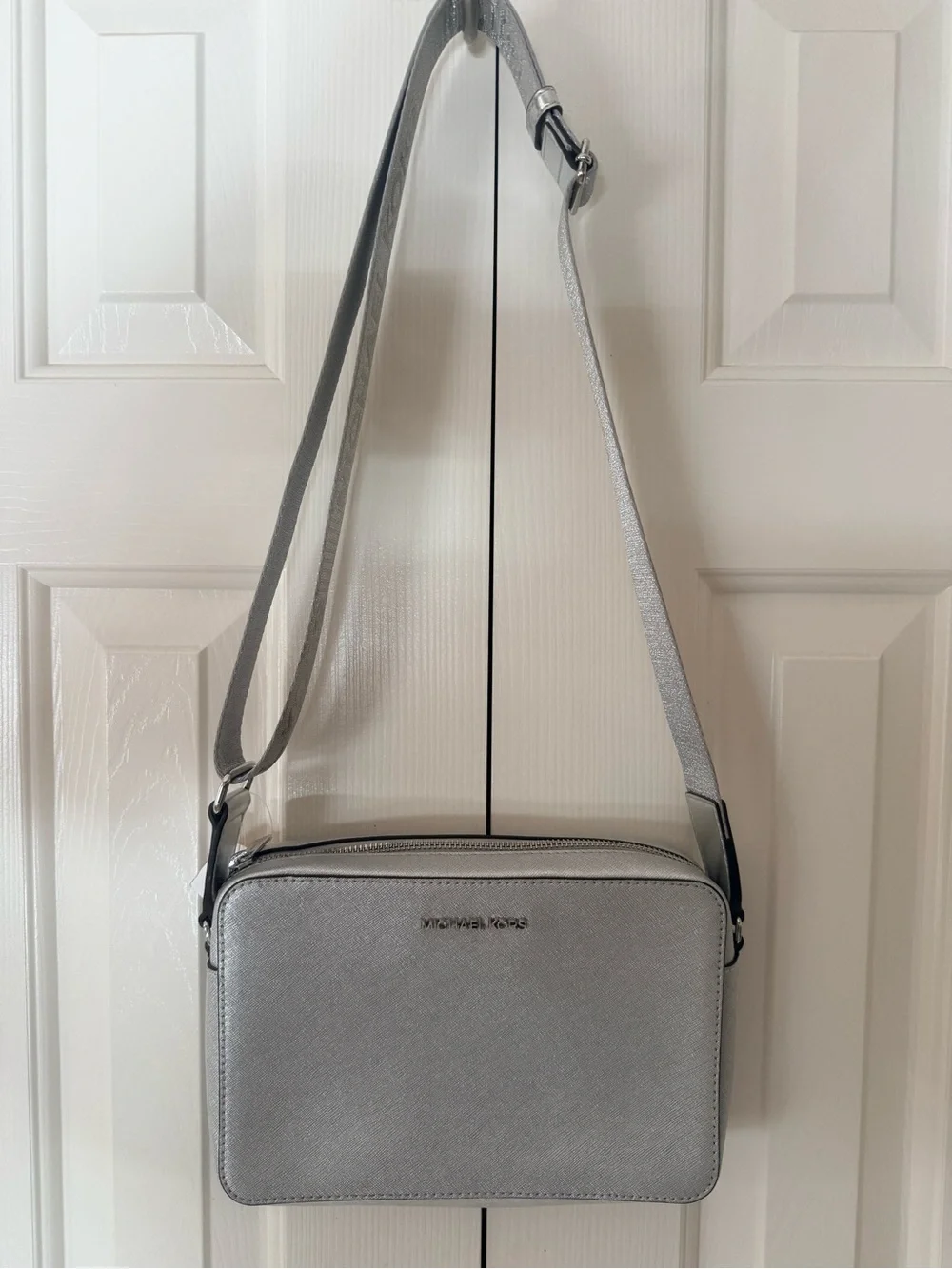 Michael Kors Silver Metallic Crossbody Bag Handbag Purse